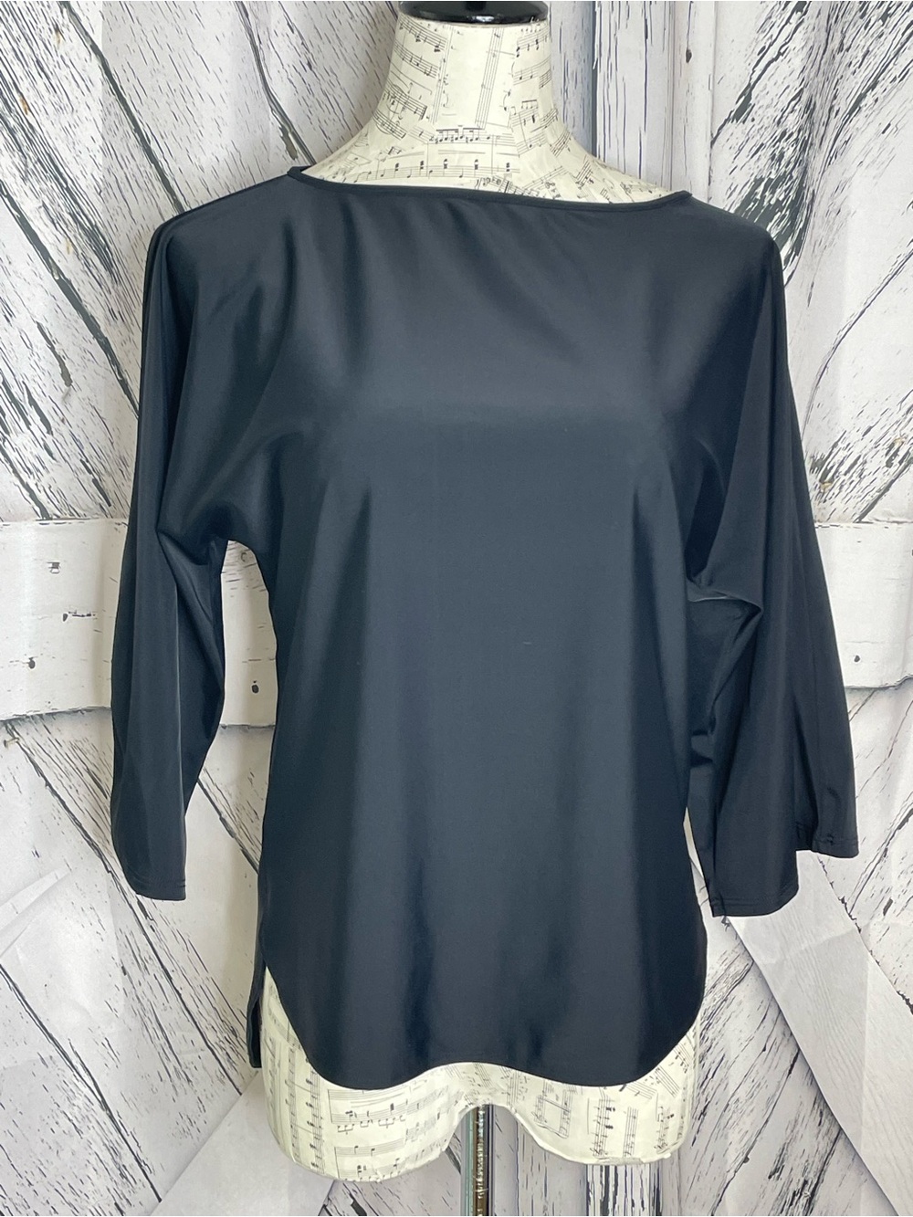 Jude Connally Top USA  Black Stretchy Blouse Dolman Sleeves XS